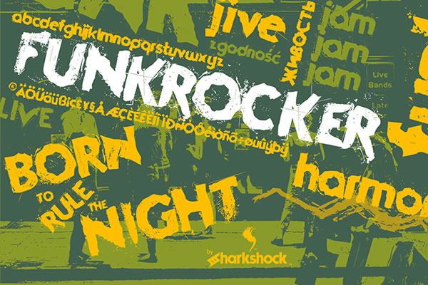 Funkrocker Display Font: Grunge Style for Small Business Branding